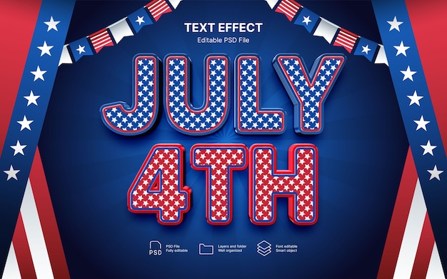 Happy 4th july  text effect