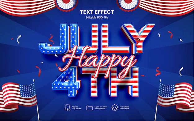 Happy 4th july  text effect