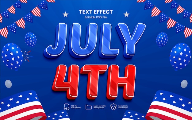 Happy 4th july text effect