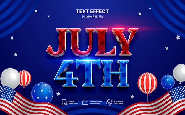 Happy 4th july text effect