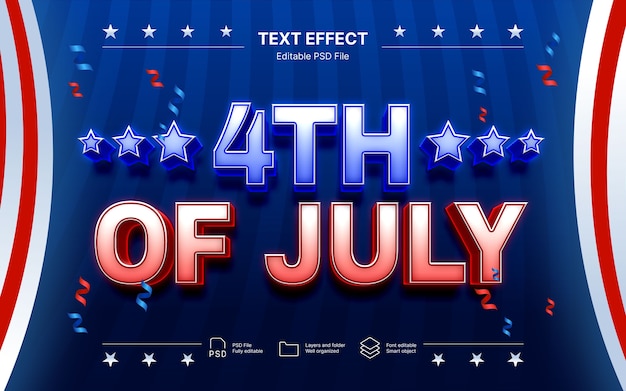 Happy 4th july  text effect