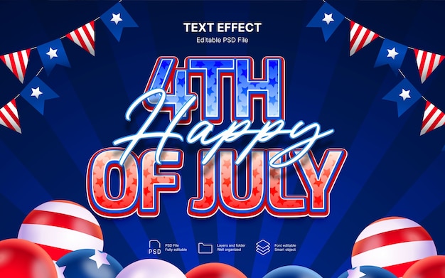 Happy 4th july text effect
