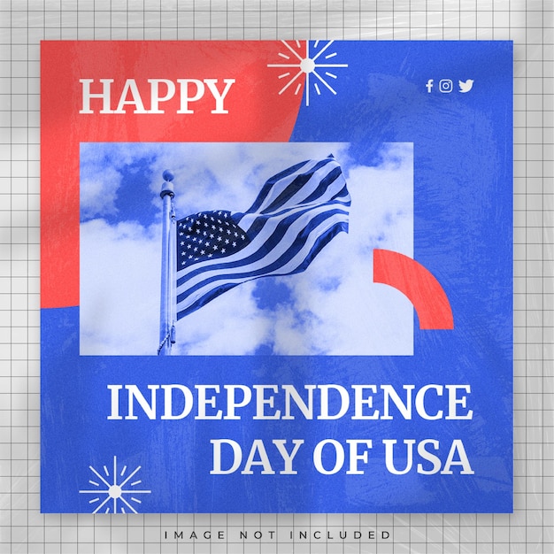 Happy 4th of July Holiday USA Dzień Niepodległości projekt szablonu postów w mediach społecznościowych