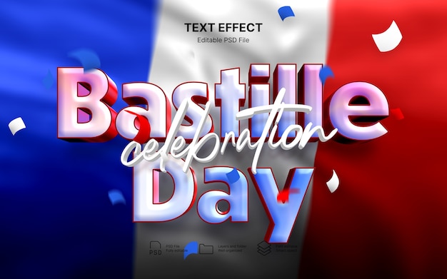 PSD happy bastille day text effect