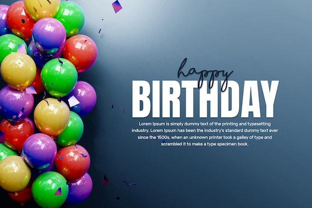 happy birthday celebration banner background with colorful balloon or birthday social media post