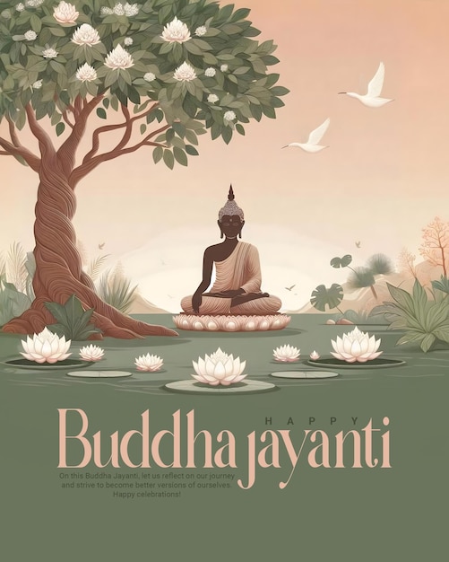 PSD happy buddha jayanti and happy vesak day social media instagram template