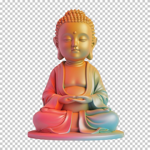 PSD happy buddha purnima gold buddha statue vesak day festival isolated on transparent background