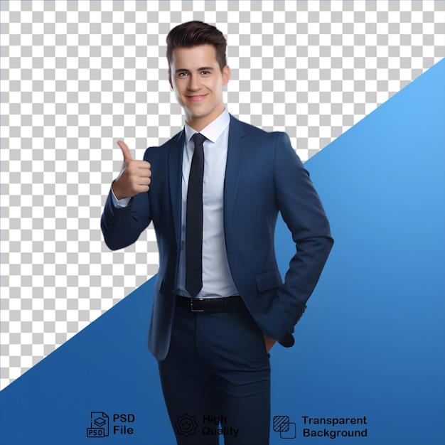 happy businessman shows thumbs up isolated on transparent background include png file