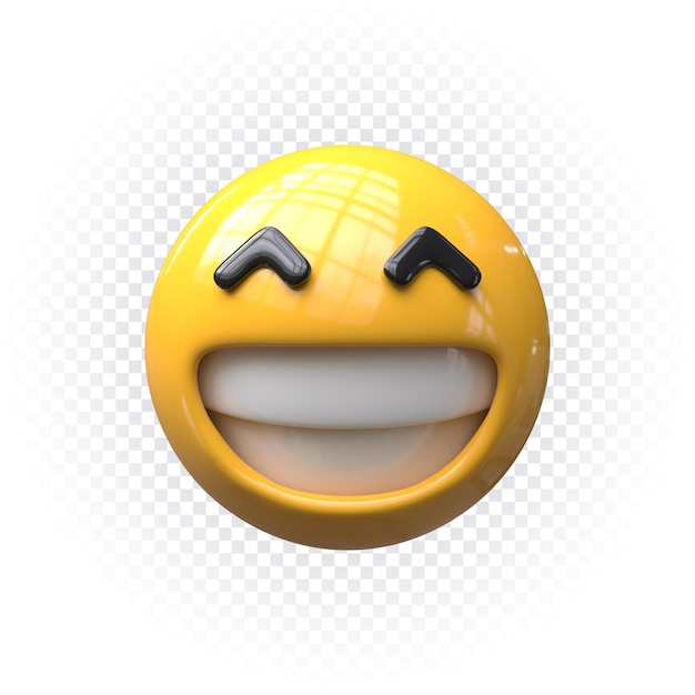 Happy face emoji icon 3d render isolated