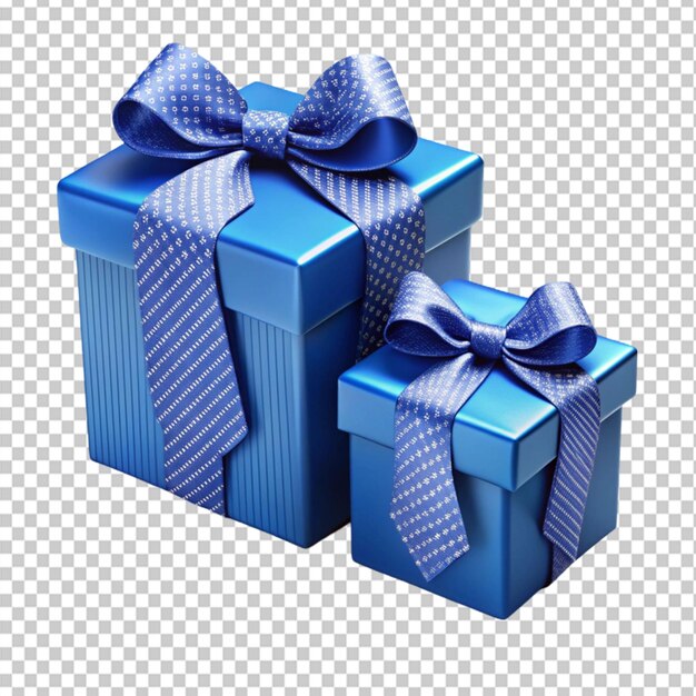 PSD happy fathers day two blue gift boxes with ribbon on transparent background