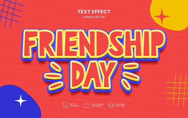 PSD happy friendship day text effect