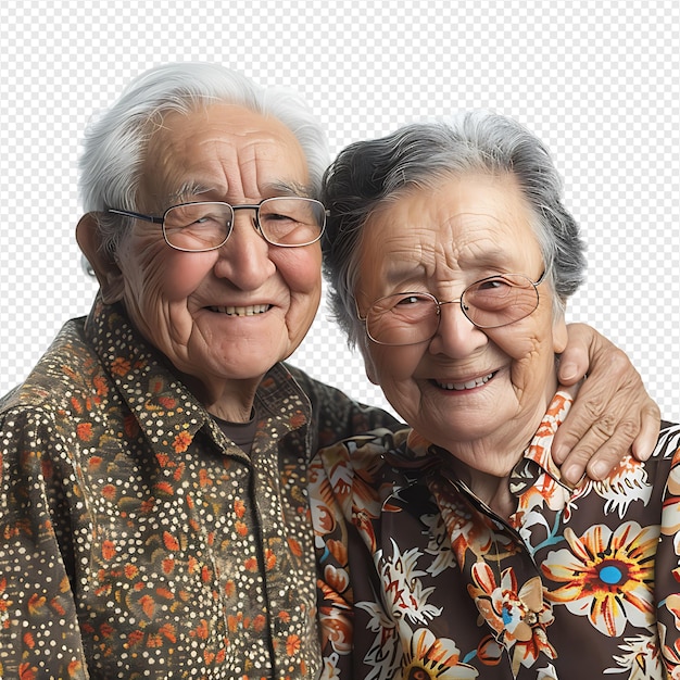 PSD happy grandparents on isolated transparent background