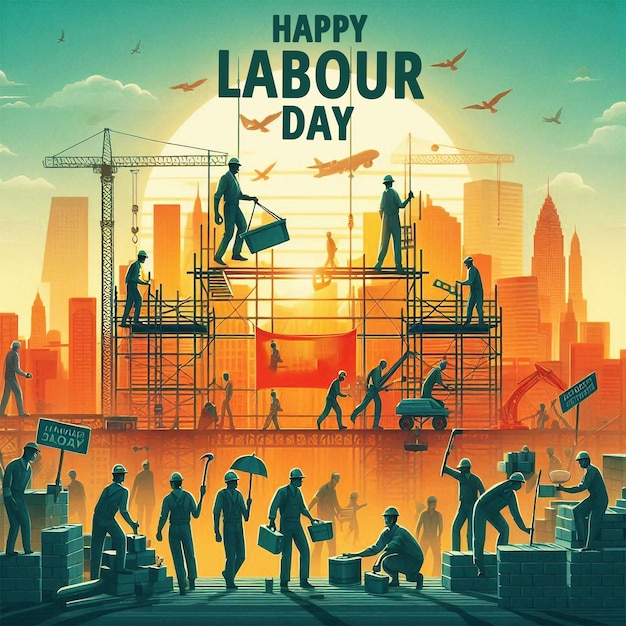 PSD happy labor day modern backgroundusa