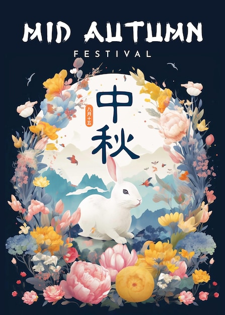 PSD happy mid autumn festival poster design social media post chinese holiday