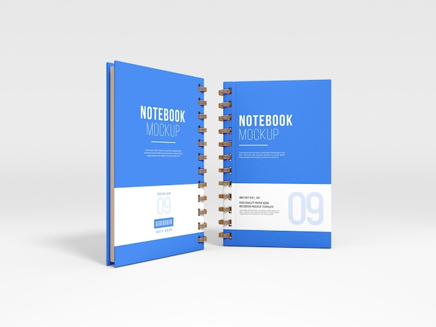 Hardcover Spiral Notebook Diary Stationery  Mockup