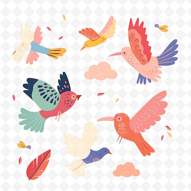 PSD harpy characters flying through the sky design is airy en l flat illustration festival theme art