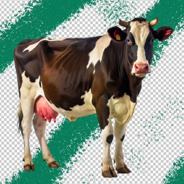 Head of a cow isolated on a transparent background Farm animal