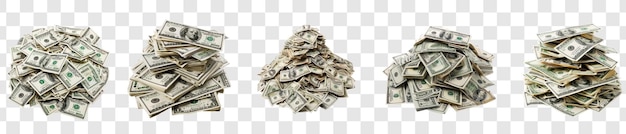 PSD heap of money dollar bills isolate on transparency background psd