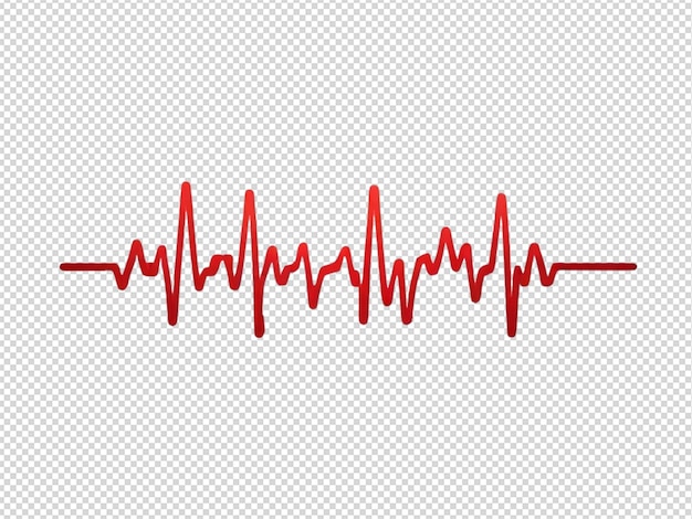 PSD heart beat on ecg red heartbeat line png transparent