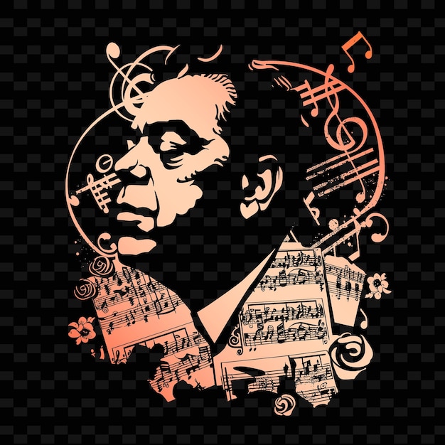 PSD heitor villa lobos z kompozytorem ikon klasycznych z traditi creative brazil culture icon designs