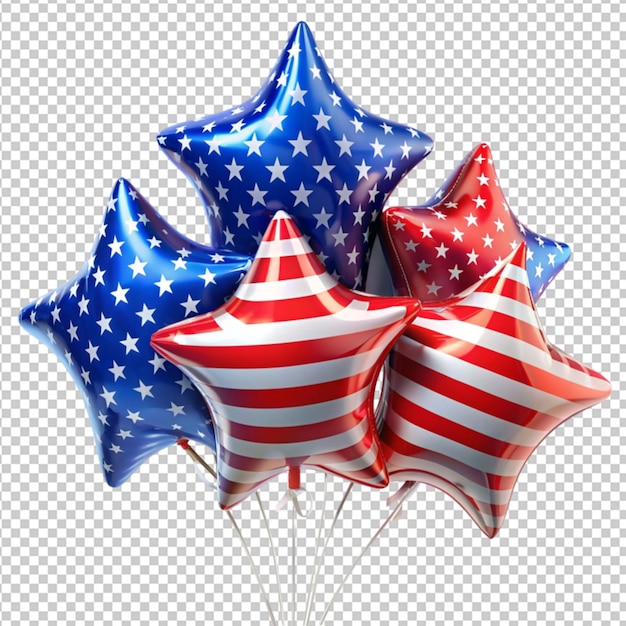 helium balloons in star shaped on transparent background