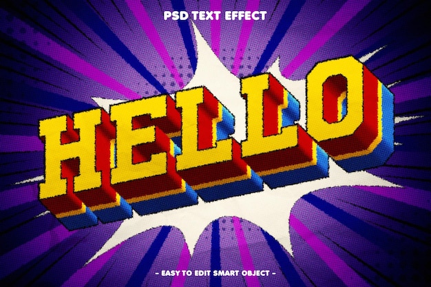 PSD hello comic style editable text effect