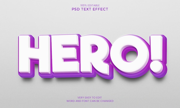 PSD hero 3d text effect