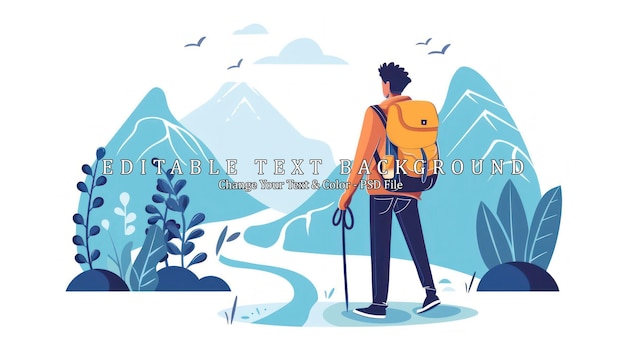 PSD hiker in mountains illustration