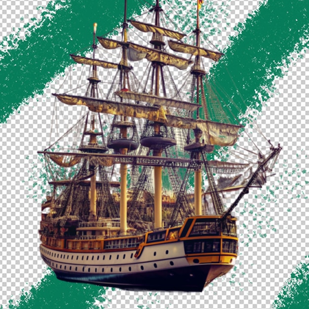 Historic sailing ship with sails