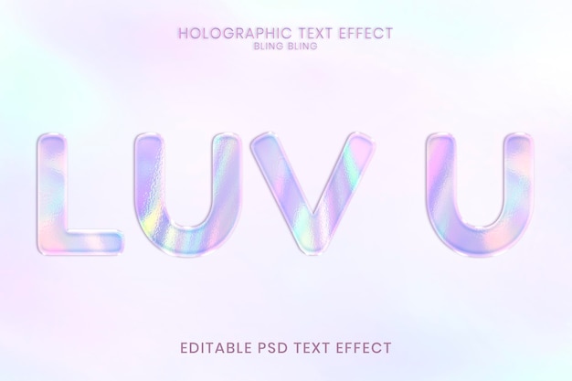 PSD holographic editable text effect