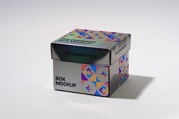 Holographic square box mock-up design