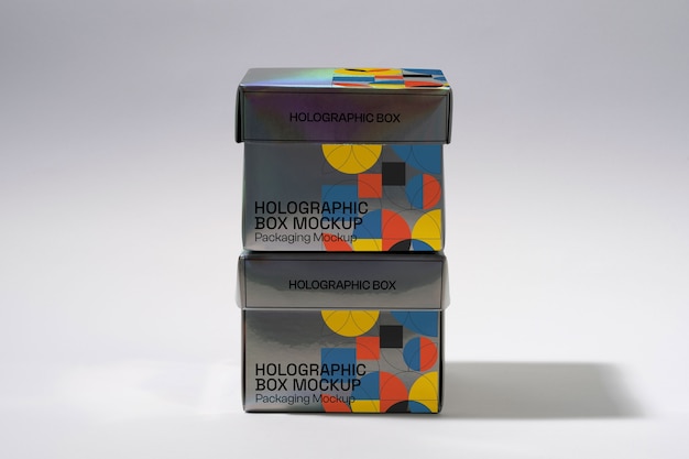 Holographic square box mock-up design