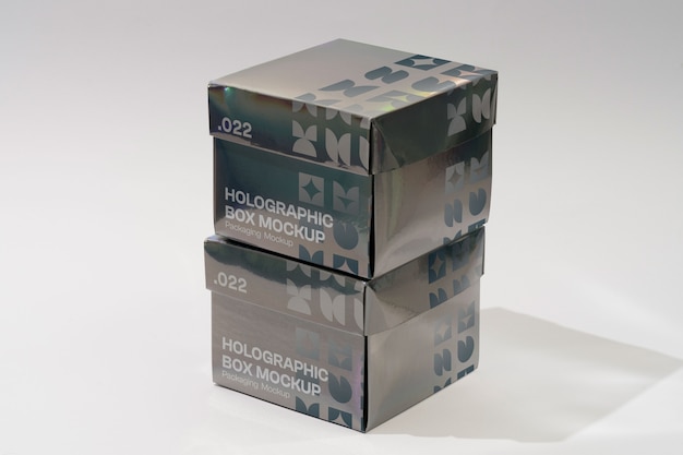 Holographic square box mock-up design