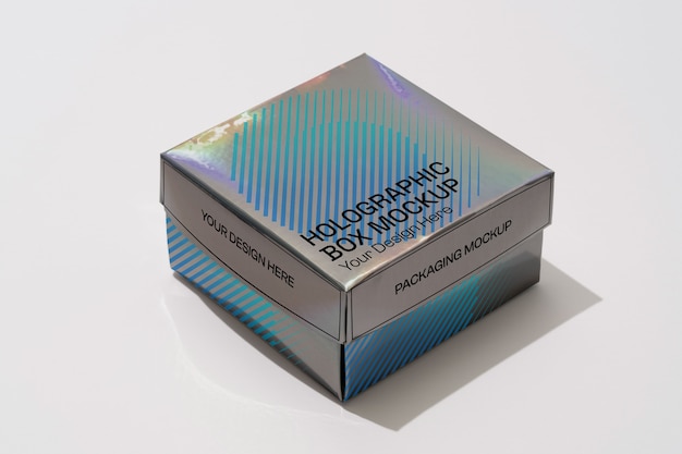 Holographic square box mock-up design