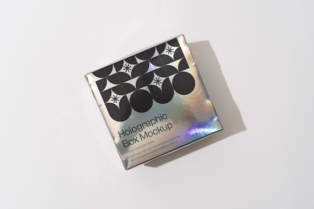 Holographic square box mock-up design