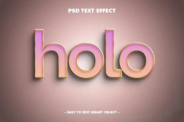 PSD holographic text effectt gold style text effect