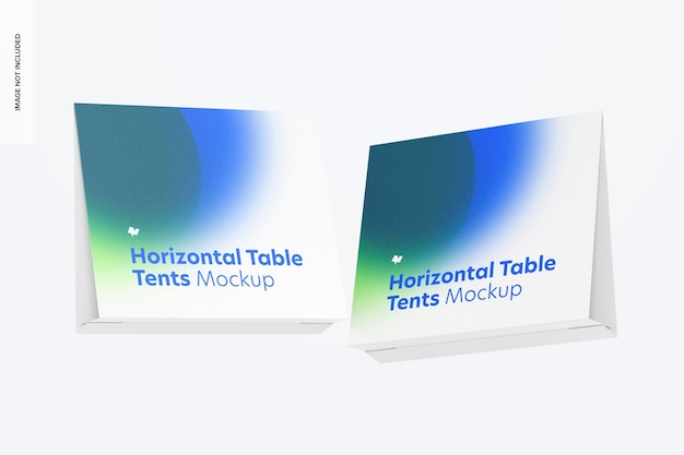 Horizontal Table Tent Cards Mockup Floating