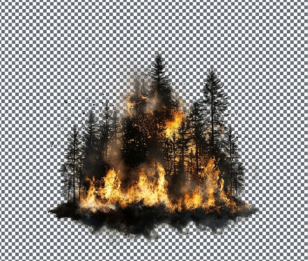 PSD horrible forest fire isolated on transparent background