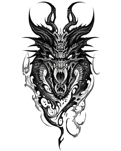 PSD horror criature dark tattoo design