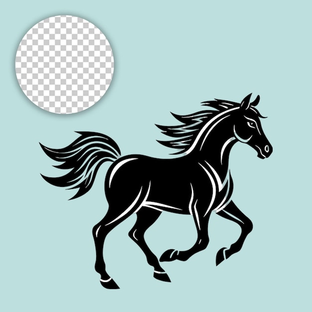 PSD horse galloping on a beach vector silhouette illustration on transparent background