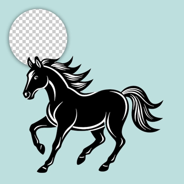 PSD horse galloping on a beach vector silhouette illustration on transparent background