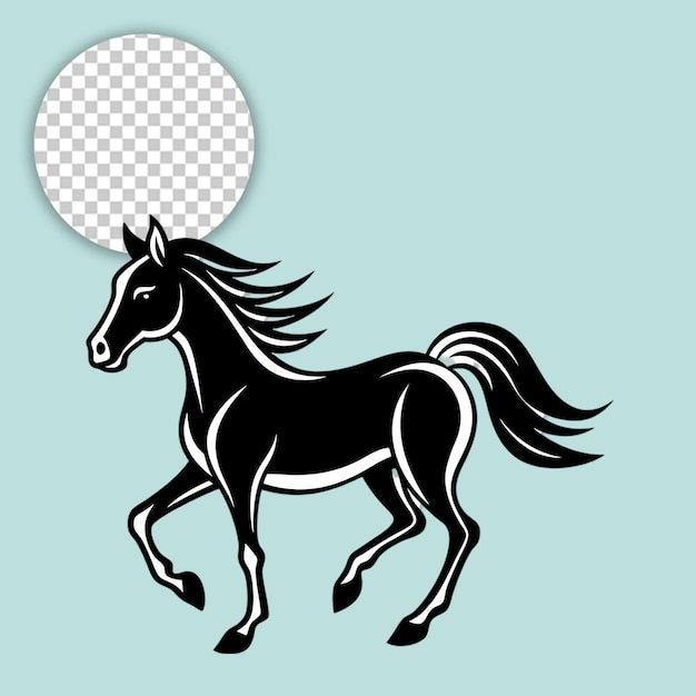 PSD horse galloping on a beach vector silhouette illustration on transparent background