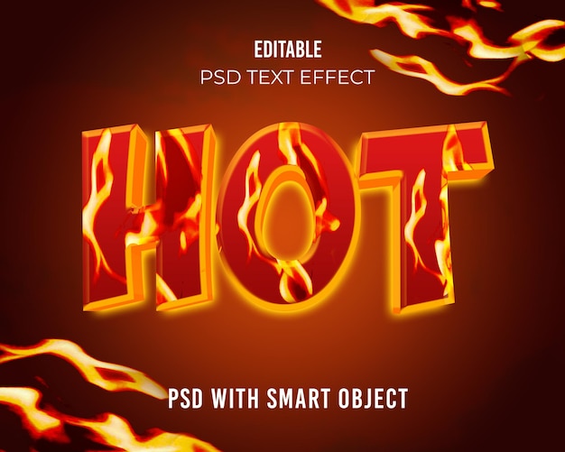 PSD hot burn text effect font editable