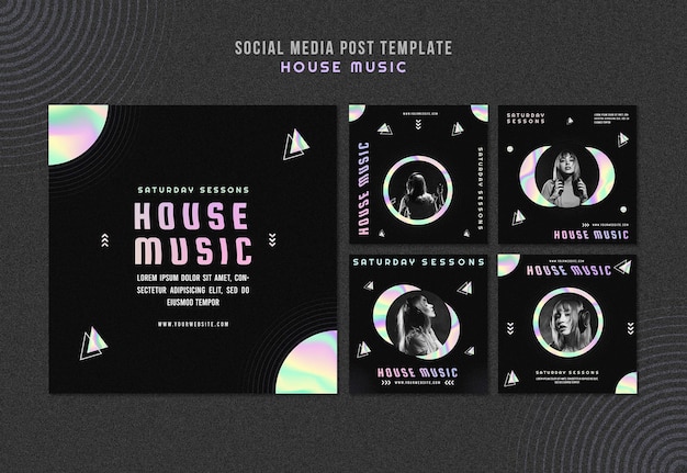 PSD house music ad social media post template