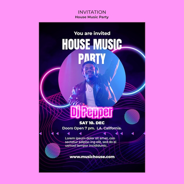 PSD house music party invitation template