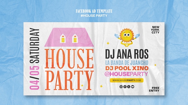 PSD house party facebook template