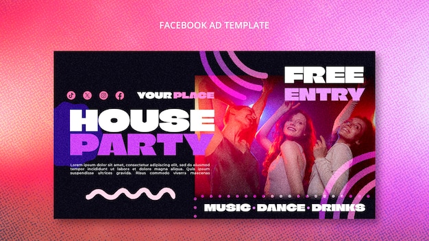 PSD house party facebook template