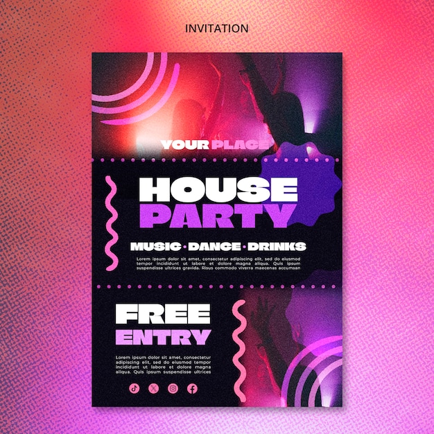 PSD house party invitation template