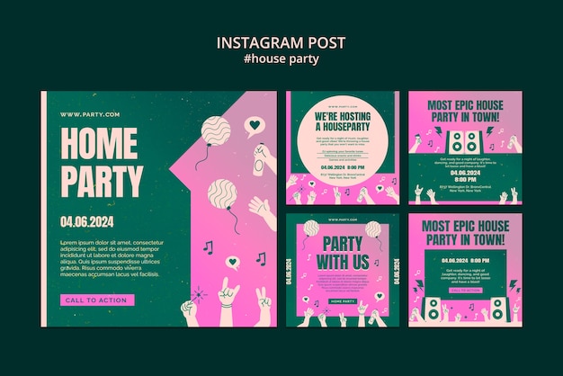 PSD house party template design