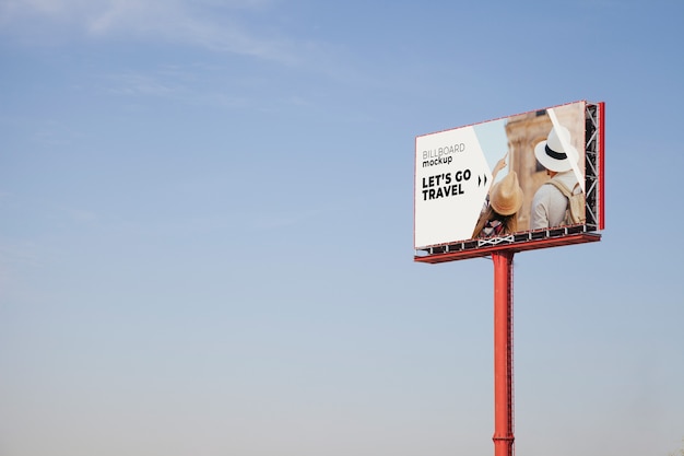 Huge billboard mockup on blue sky background